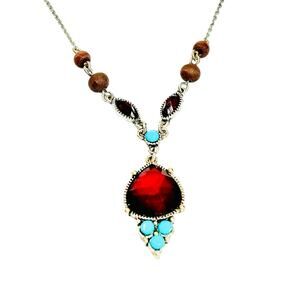 Red and Blue Dainty Matching Necklace and Earrings Set
